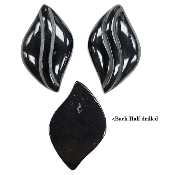 S SHAPE 19X30MM BLACK ONYX (2PCS)